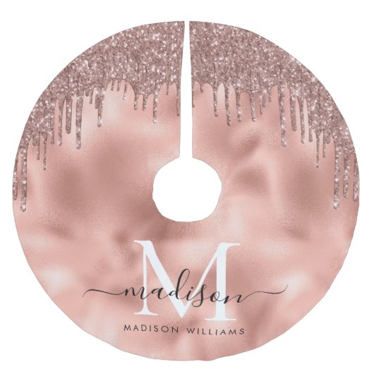 モノグラム金属バラ金ゴールドピンクグリッタードリップ ブラッシュドポリエステルツリースカート (正面)