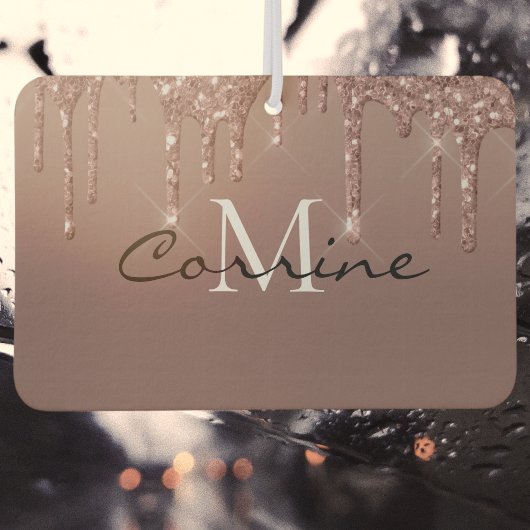 モノグラム金属バラ金ゴールド滴下グリッター車 カーエアーフレッシュナー