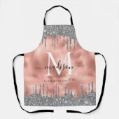 モノグラム金属バラ金ゴールド銀グリッター滴 エプロン (正面)