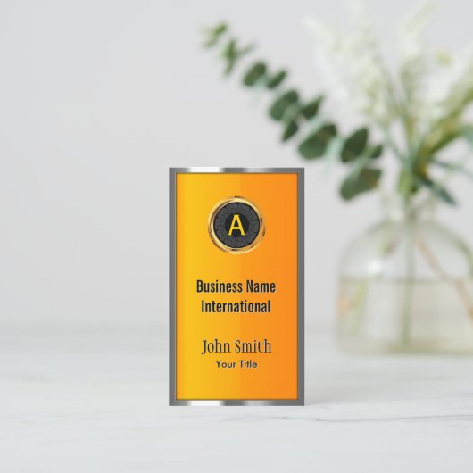 モノグラム金属フレームエレガント金ゴールド 名刺 (スタンド正面)