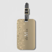 モノグラム金属金ゴールド滴下フェイクグリッターアイシング ラゲッジタグ (正面縦)