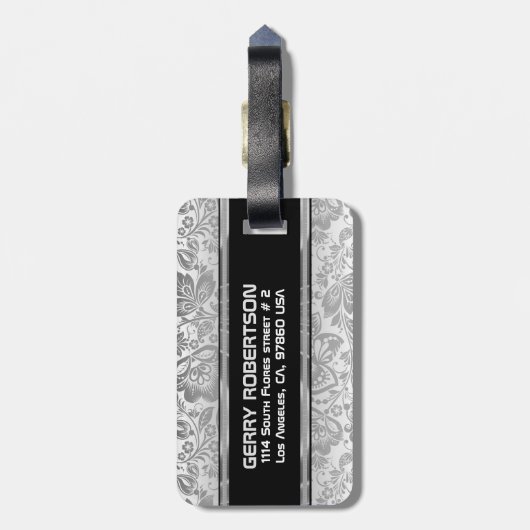 モノグラム金属銀ダマスク ラゲッジタグ (裏面縦)