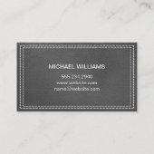 モノグラム金属 |ダブルステッチのグレーレザー 名刺 (裏面)