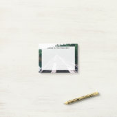 モノグラム鉄道は緑の森の水を追跡 ポストイット (デスク上)