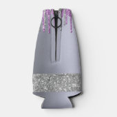 モノグラム銀グリッター紫の名前モノグラム ボトルクーラー (裏面)