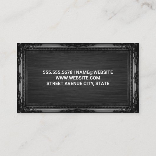 モノグラム銀バッキング |黒いアンティーク 名刺 (裏面)