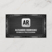 モノグラム銀バッキング |黒いアンティーク 名刺 (正面)