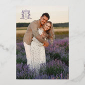 モノグラム銀パープルのリハ結婚ーサルディナー 箔招待状 (裏面)