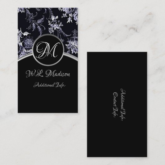 モノグラム銀フローラ名刺3 名刺 (正面/裏面)