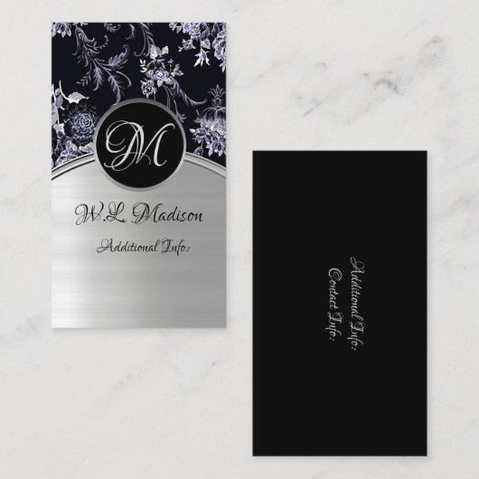 モノグラム銀フローラ名刺4 名刺 (正面/裏面)