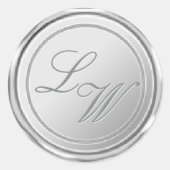 モノグラム銀ワックスシール結婚式用シール ラウンドシール (正面)