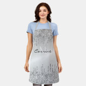 モノグラム銀滴下グリッター金属白金 エプロン (着用した状態)