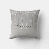 モノグラム銀滴下グリッター金属白金 クッション (裏面)