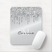 モノグラム銀滴下グリッター金属白金 マウスパッド (マウス)