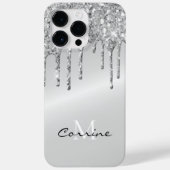 モノグラム銀滴下グリッター金属白金 Case-Mate iPhoneケース (裏面)