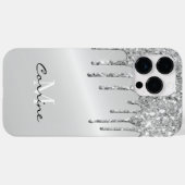 モノグラム銀滴下グリッター金属白金 Case-Mate iPhoneケース (裏面 (横))