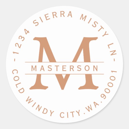 モノグラム銅文字円形差出人住所ラベル ラウンドシール (正面)