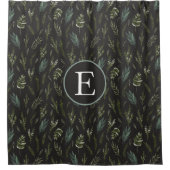 モノグラム離れグリーン植物模様 シャワーカーテン (正面)