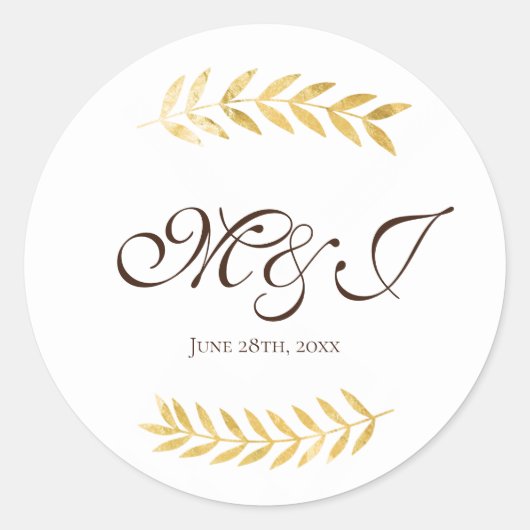 モノグラム離れゴールデンズの枝とダークブラウン ラウンドシール (正面)
