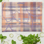 モノグラム離れタータンチェックプリドべージュ紫 キッチンタオル (折り畳み)