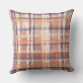 モノグラム離れタータンチェック秋ベージュオレンジ紫 クッション (裏面)