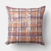 モノグラム離れタータンチェック秋ベージュオレンジ紫 クッション (正面)