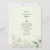 モノグラム離れフローラスセージグリーンベージュ結婚ズ 招待状 (正面)