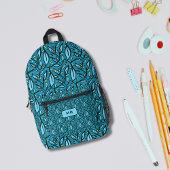 モノグラム離れ付き青色のパターン プリントバックパック