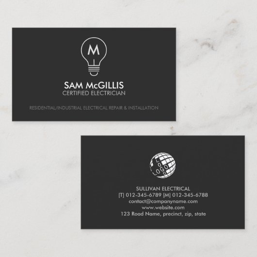 モノグラム電気工事士電気工事業者 名刺 (正面/裏面)