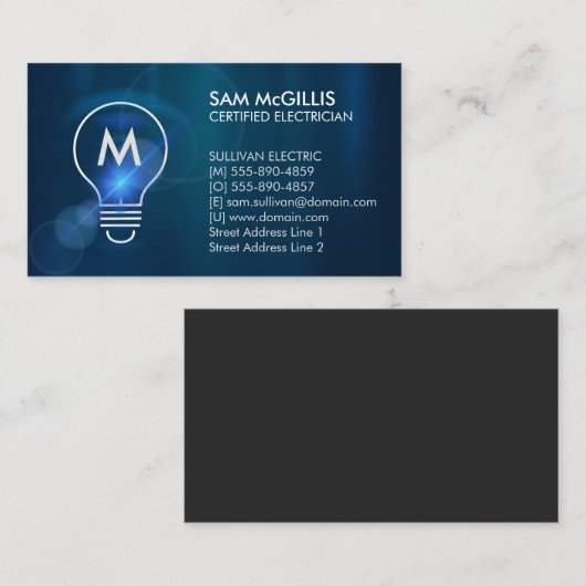 モノグラム電気工事士電気工事業者 名刺 (正面/裏面)