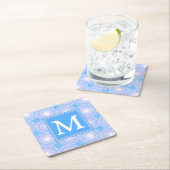 モノグラム電気青円パターン スクエアペーパーコースター (インサイチュ)