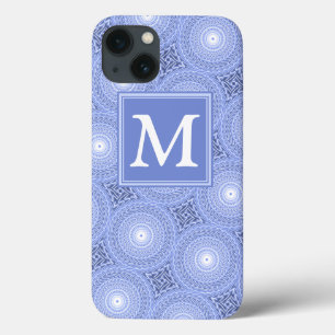 モノグラム青い円パターンCase-Mate iPhone cas 13ケース