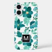 モノグラム青い花柄iPhoneケース Case-Mate iPhoneケース (裏面)