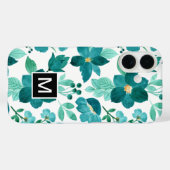 モノグラム青い花柄iPhoneケース Case-Mate iPhoneケース (裏面 (横))