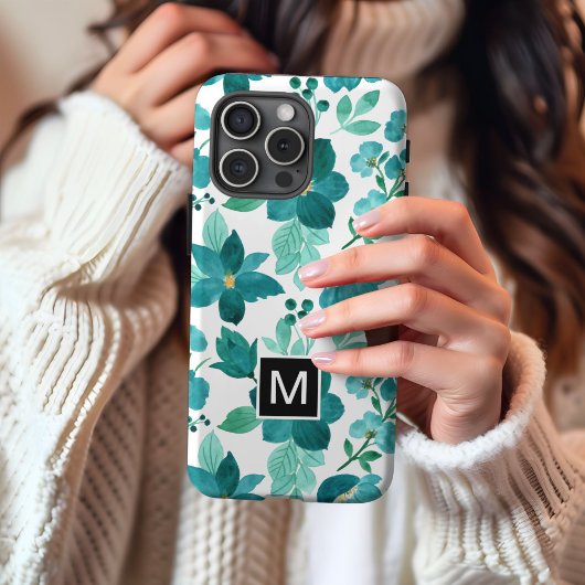 モノグラム青い花柄iPhoneケース Case-Mate iPhoneケース