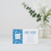 モノグラム青のビーチパターン 名刺 (スタンド正面)