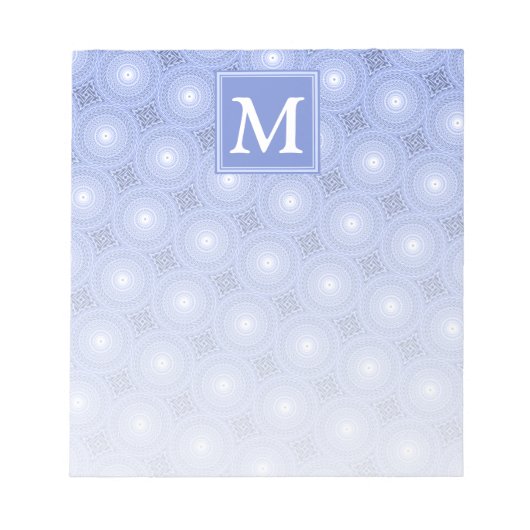 モノグラム青の円パターン ノートパッド (正面)
