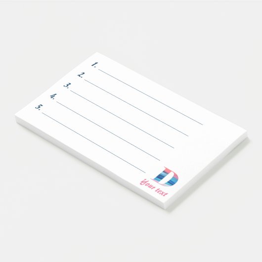 モノグラム青サンゴ文字Dノート ポストイット (アングル)