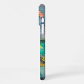 モノグラム青灰色抽象芸術模様 iPhoneケース (左側面)