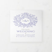 モノグラム青結婚白 三つ折り招待状 (カバー)