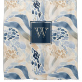 モノグラム静謐な波プールパターン シャワーカーテン (正面)