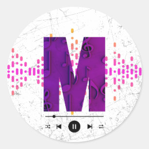 モノグラム音楽レターM ラウンドシール
