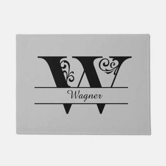 モノグラム飾り文字W （名前付き） ドアマット (正面)