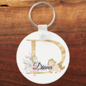 モノグラム馬かわいいガーリーフローラ馬名l キーホルダー (正面)