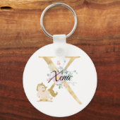 モノグラム馬かわいいガーリーフローラ馬名l キーホルダー (正面)