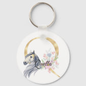モノグラム馬かわいいフローラガーリー馬名 キーホルダー (正面)