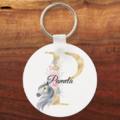 モノグラム馬かわいいフローラガーリー馬名 キーホルダー (正面)