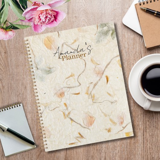 モノグラム高級自然美しい桑の紙 プランナー手帳