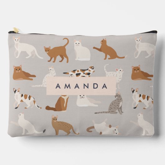 モノグラム魅力的キャットパターン猫好き アクセサリーポーチ (正面)