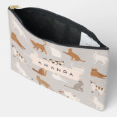 モノグラム魅力的キャットパターン猫好き アクセサリーポーチ (見開き)